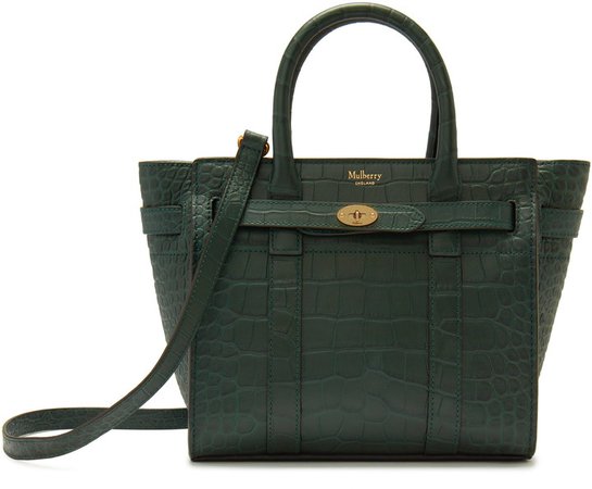 Mini Bayswater Zipped Croc Embossed Leather Tote