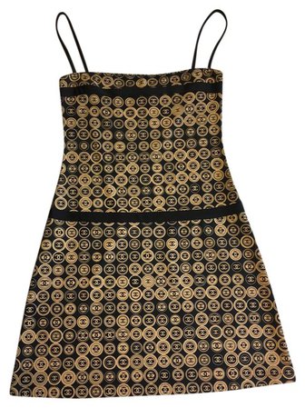 Chanel Black & Tan Logo Print Short Casual Dress Size 2 (XS) - Tradesy