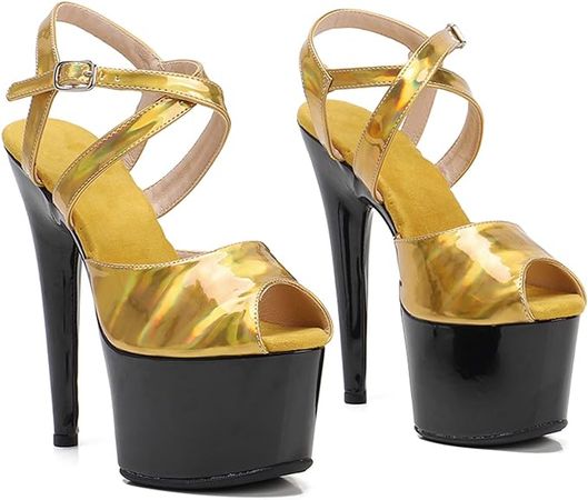 Amazon.com: Women's Fashion Shiny Leather Sandals Ladies Pumps Fetish High Heels Sexy Stripper Club Pole Dance Shoes Wedding Anniversary Party Gift Size 34-45,Yellow,40 : Clothing, Shoes & Jewelry