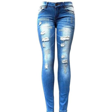 skinny ripped blue jeans