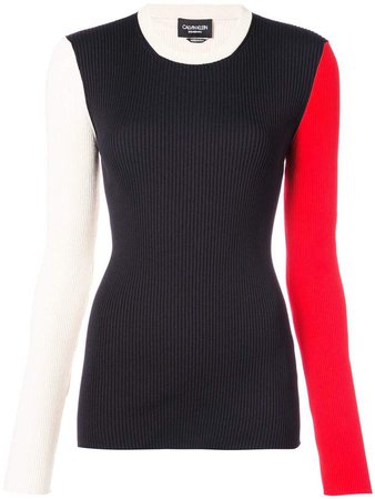 colour blocked ribbed top