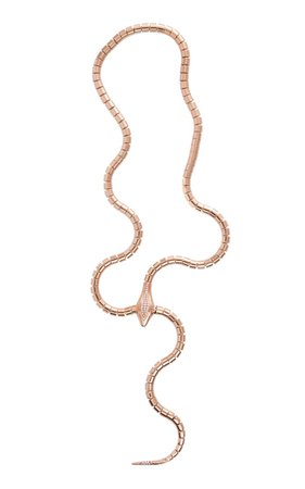 Snake 18k Yellow Gold Pavé Diamond Lariat Necklace By Sidney Garber | Moda Operandi