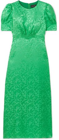 Bianca Silk-satin Jacquard Midi Dress - Green