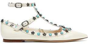 Star Studded Patent-leather Point-toe Flats