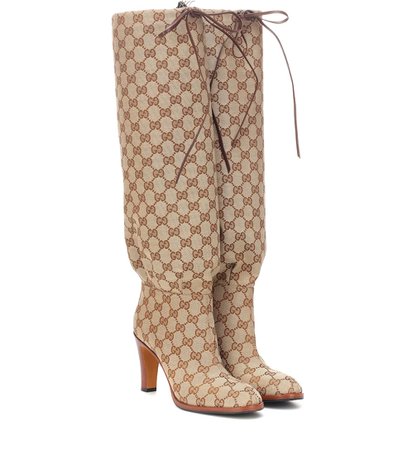 Gg Canvas Knee-High Boots - Gucci | mytheresa.com