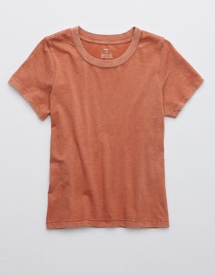 Aerie Cropped Short Sleeve T-Shirt peach
