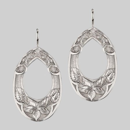 REVIVAL. Huge Oval Ornate Hoop Earrings - Silver – REGALROSE