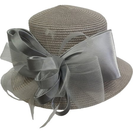 Grey Paper braid summer women's Derby, dressy, Easter hat