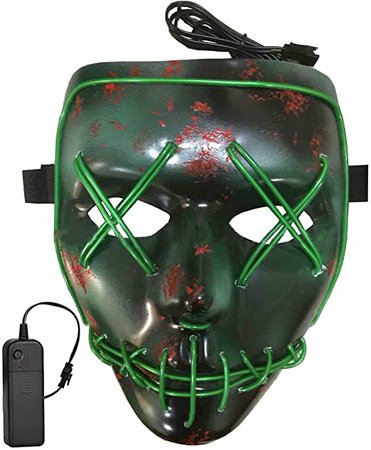 Amazon.com: NIGHT-GRING Frightening Wire Halloween Cosplay LED Light up Mask for Festival Parties, Green: Toys & Games