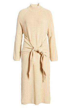SNDYS Tied Up Ribbed Long Sleeve Midi Sweater Dress | Nordstrom