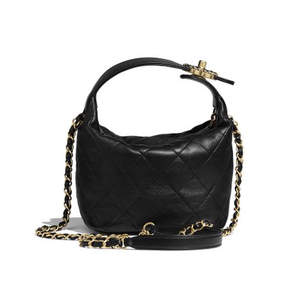 Chanel Lambskin & Gold Metal Black Small Hobo Bag, CHANEL
