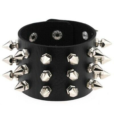 Women Studded Metal Spike Rivet Wristband PU Leather Cuff Bracelet Bangle | eBay