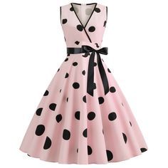 pink black polka dot dress