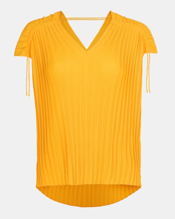 Tie shoulder pleated top - Yellow | Tops and T-shirts | Ted Baker UK