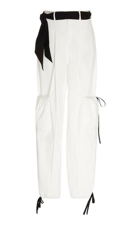 Bow-Embellished Cotton Straight-Leg Pants by Rosie Assoulin | Moda Operandi