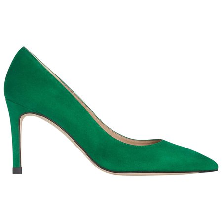 L.K.Bennett Floret Pointed Court Shoes, Green Suede at John Lewis & Partners