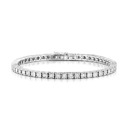 Silver Diamond Set 1.00ct Tennis Bracelet - Item UD3225