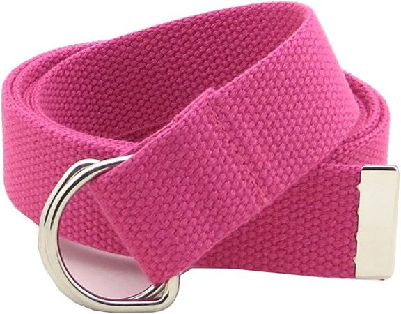 Sunsnow Canvas Web Belt Double D-Ring Buckle 1.5" Wide with Metal Tip Solid Color (One Size, Rose Red) at Amazon Men’s Clothing store