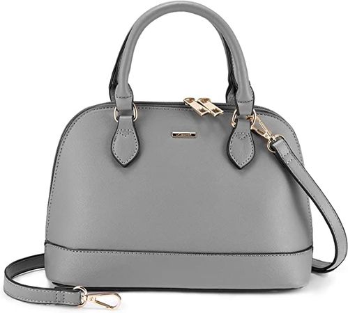 Amazon.com: Small Crossbody Bags for Women Classic Double Zip Top Handle Dome Satchel Bag Shoulder Purse Grey : Clothing, Shoes & Jewelry