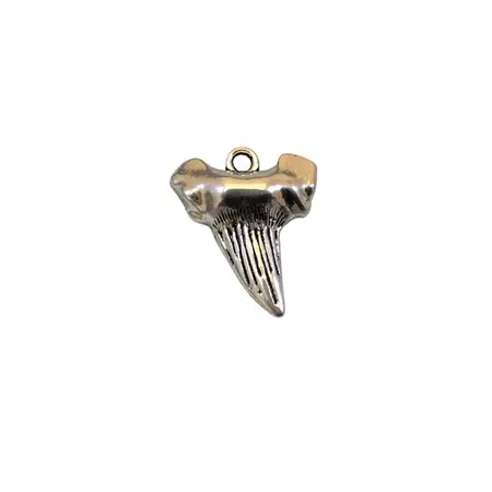 1" Long Tibetan Silver Detailed Shark Tooth Shaped Focal Charm/Pendant – Only Beads