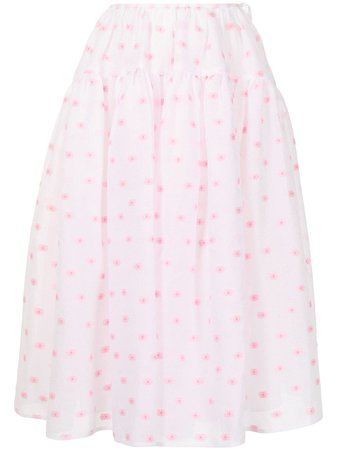 Shop Cecilie Bahnsen Rosie embroidered midi skirt with Express Delivery - FARFETCH