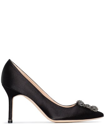 Manolo Blahnik black Hangisi 90 satin pumps $1,343 - Buy AW19 Online - Fast Global Delivery, Price