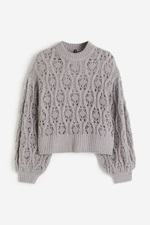 Pointelle-knit Sweater - Gray - Ladies | H&M US