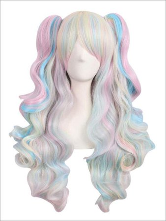 Curly Cotton Candy Harajuku Style Wig with Claw Ponytails | Mia Belle Baby