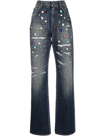 Dolce & Gabbana Distressed Embellished Jeans - Farfetch
