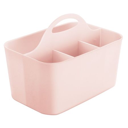 mDesign Small Plastic Shower/Bath Storage Organizer Caddy Tote with Handle for Dorm, Shelf, Cabinet - Hold Soap, Shampoo, Conditioner, Combs, Brushes, Lumiere Collection, Light Pink - Walmart.com