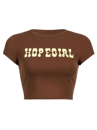Emmababy Brown Hopegirl Crop Top Shirt