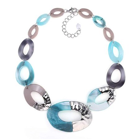 Amazon.com: FAMARINE Acrylic Chain Long Necklace, Aqua Bohemia Chunky Resin Metal Long Necklace for Women Gifts: Clothing