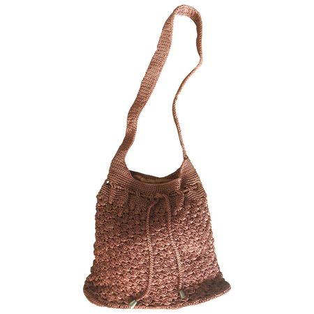 1970s Light Brown Italian Rayon Crochet Boho Vintage 70s Hobo Shoulder Bag For Sale at 1stDibs | 70s shoulder bags