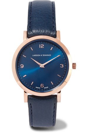 Larsson & Jennings | Lugano leather and rose gold-plated watch | NET-A-PORTER.COM