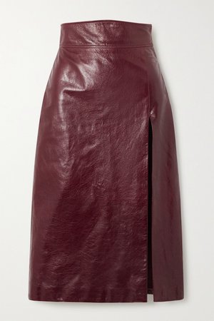 Burgundy Textured glossed-leather pencil skirt | Gucci | NET-A-PORTER
