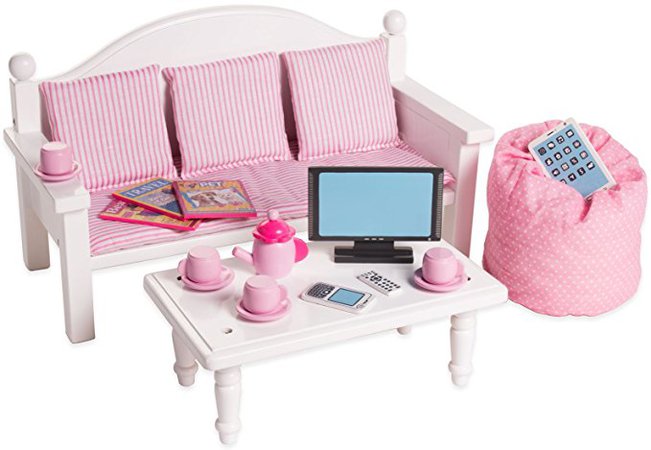 Amazon.com : 18 Inch Doll Furniture Sofa & Coffee Table Set w/ Accessories - Playtime by Eimmie Collection : Baby