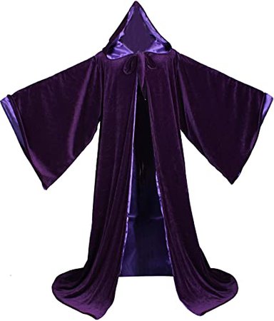 Amazon.com: LuckyMjmy Velvet Wizard Robe with Satin Lined Hood and Sleeves (Purple): Clothing