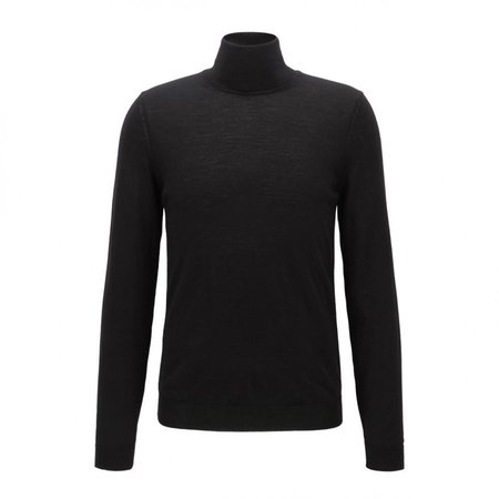 Mens BOSS Clothing – Merino Wool Turtleneck Sweater | Musso N Black