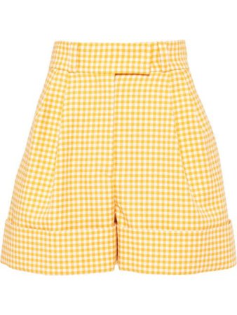 Shop yellow & white Miu Miu gingham check twill shorts with Express Delivery - Farfetch