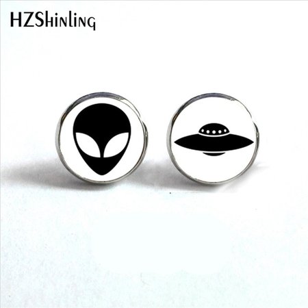 2017 New Arrival UFO Alien Stud Earrings Steampunk Round Jewelry Glass Dome UFO and Alien Earrings Wholesale HZ4-in Stud Earrings from Jewelry & Accessories on Aliexpress.com | Alibaba Group