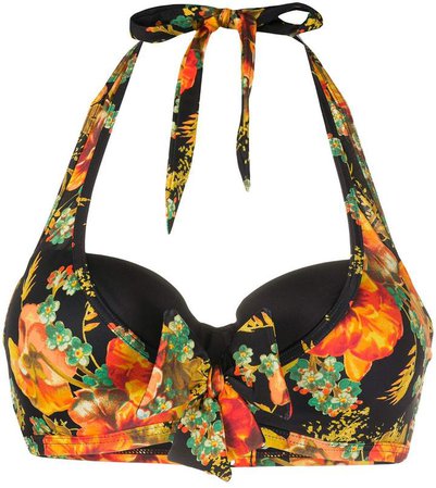 floral-print balcony bikini top