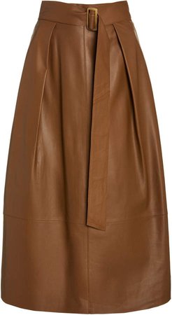 Vince Belted Leather Skirt