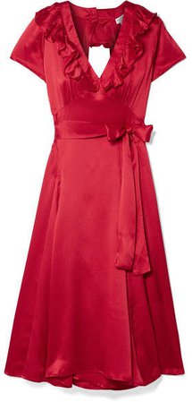 Rhode Resort - Celia Cutout Silk Wrap Dress - Red