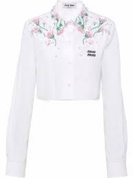 miu miu floral embellished cropped poplin shirt - Google Search
