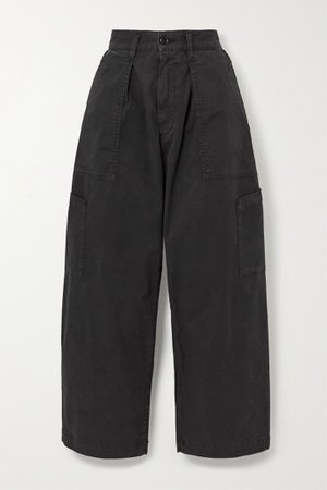 Black Mari cotton-blend twill tapered pants | AGOLDE | NET-A-PORTER