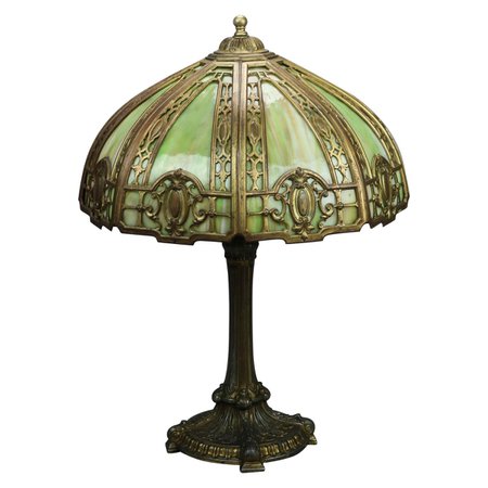 1920s Bradley & Hubbard Lamp w/Glass Hemisphere Shade For Sale at 1stDibs