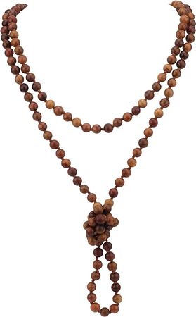 Amazon.com: Fashion Natural Round Wooden Beads 60'' Long Strand Art Deco Necklace For Women(XL-1170-B): Clothing, Shoes & Jewelry
