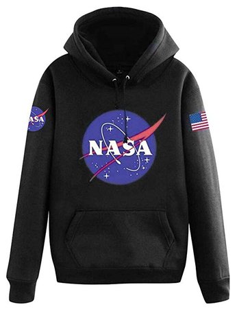 Amazon.com: Phoenix_us Women Fall Winter Warm Fleece NASA Print Hoodie Sweatshirt with Kangaroo Pocket Black: Clothing