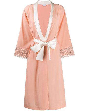 La Perla Silk Lace-trimmed Robe in Pink - Lyst