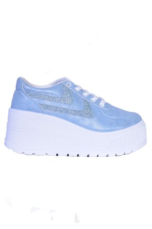 Aries Platform Sneaker - Baby Blue Glitter